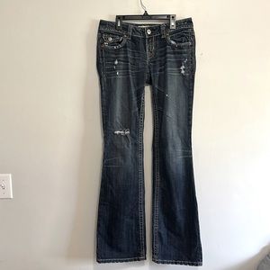 MEK DNM thick stitch distressed denim bootcut jeans size 27